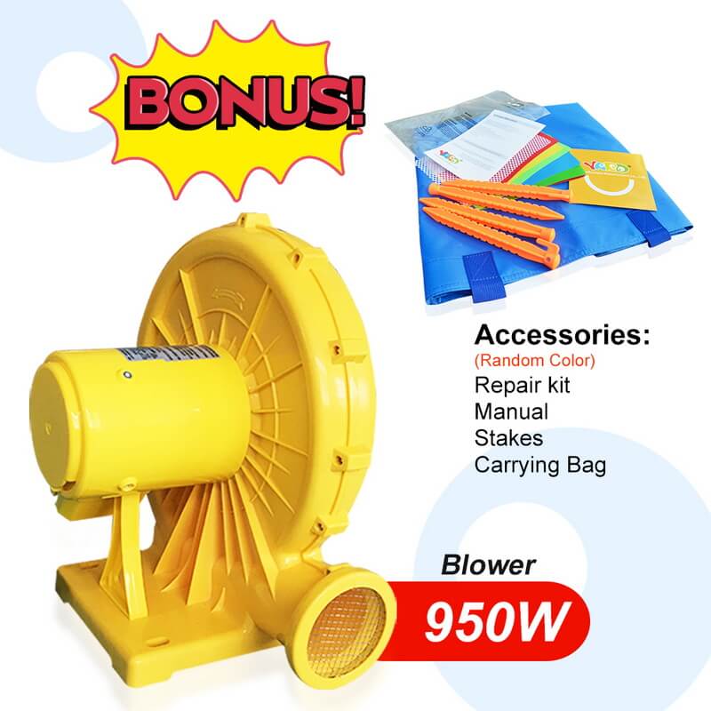 YARD Happy Jungle Obstacle Course Bounce House Inflatable Bouncer with Blower