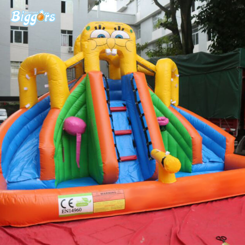 YARD SpongeBob Dual Inflatable Water Slide Bounce House PVC Material with Blower for Sale