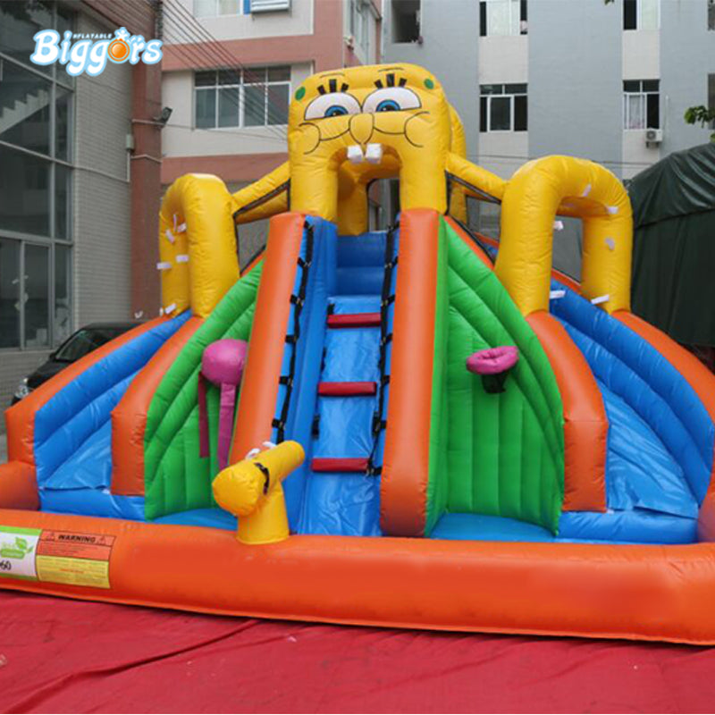 YARD SpongeBob Dual Inflatable Water Slide Bounce House PVC Material with Blower for Sale