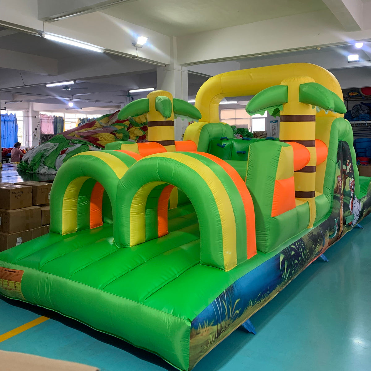 YARD Happy Jungle Obstacle Course Bounce House Inflatable Bouncer with Blower