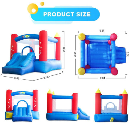 YARD Bounce House Slide 9.5'Lx6.6'Wx6.6'H Nylon Oxford with Blower - Yardinflatable