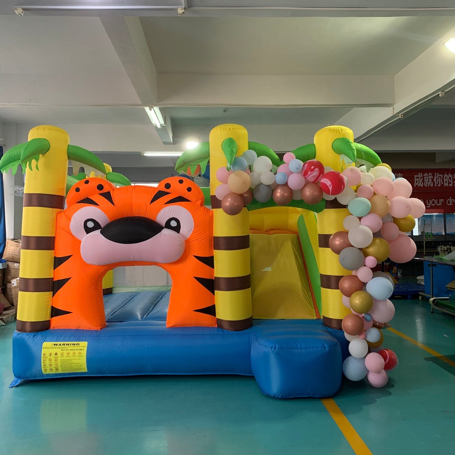 YARD Residential Tiger Bounce House Slide Inflatable Bouncer with Blower
