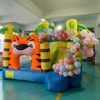 YARD Residential Tiger Bounce House Slide Inflatable Bouncer with Blower