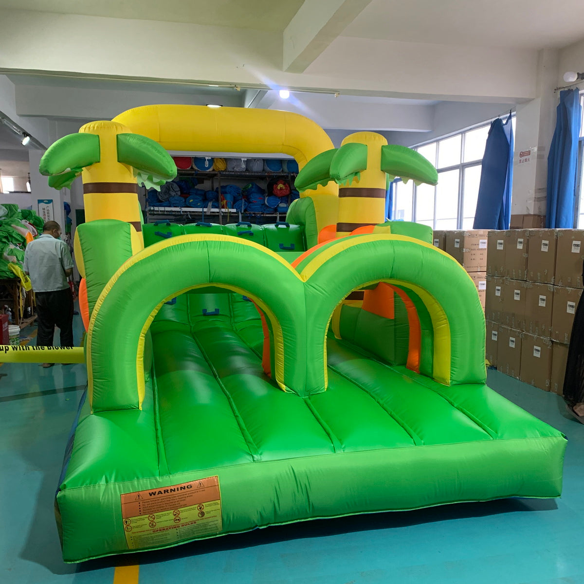 YARD Happy Jungle Obstacle Course Bounce House Inflatable Bouncer with Blower